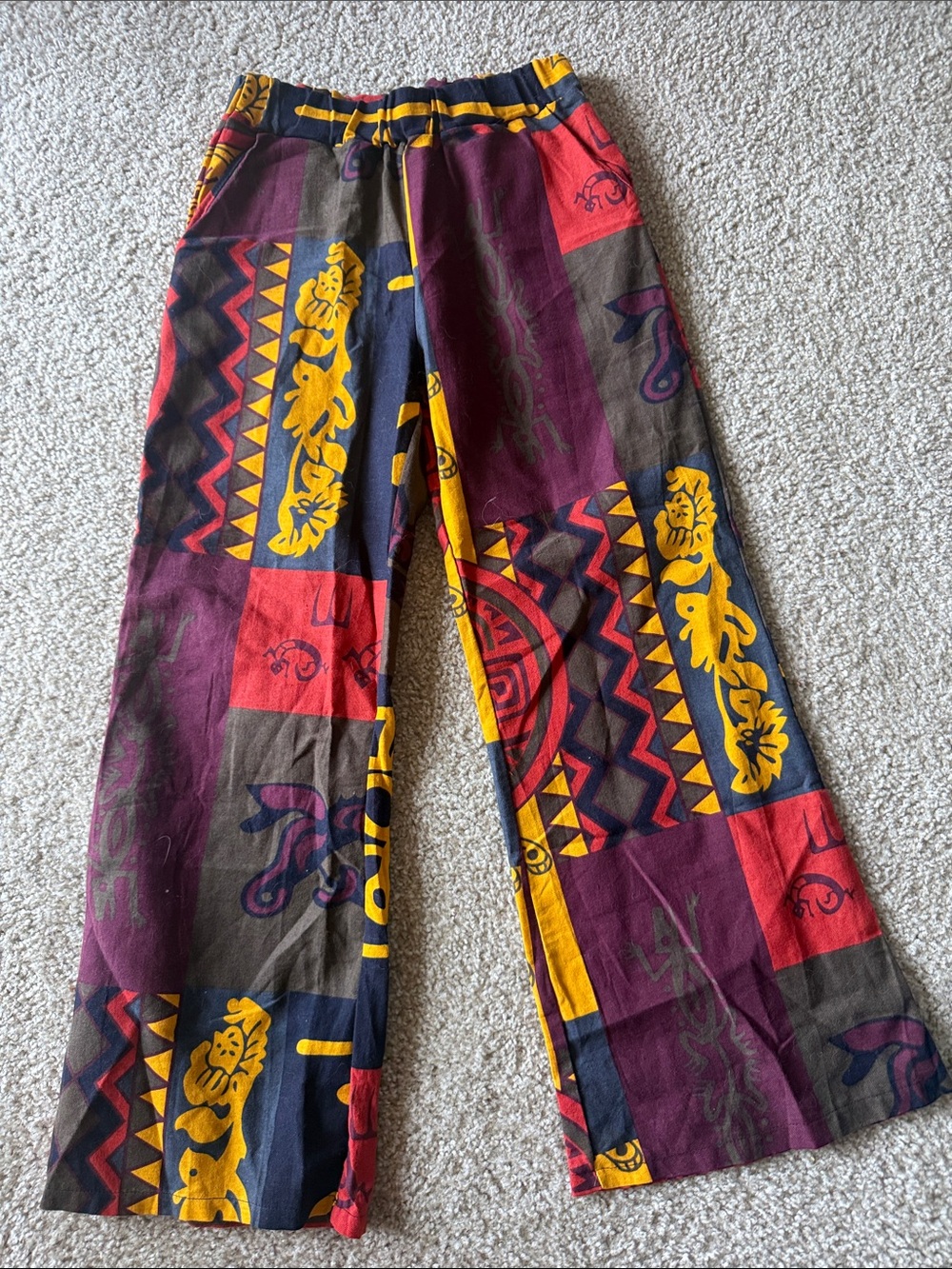 Women's Multicolor Patterned Casual Pants Size XS
